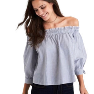 Xs AEO Off-Shoulder Striped Blouse